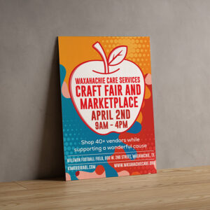 custom event flyer by dfwcraftshows rests against wall