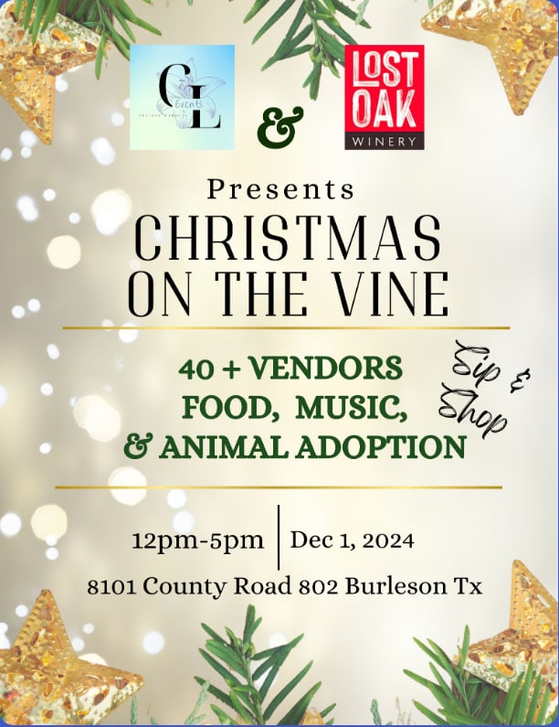 event flyer for christmas on the vine, details at link