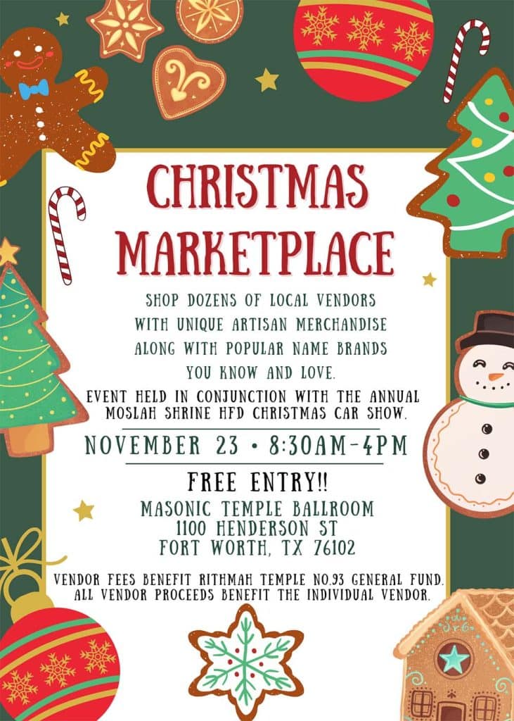 event flyer for Christmas Marketplace, details at link
