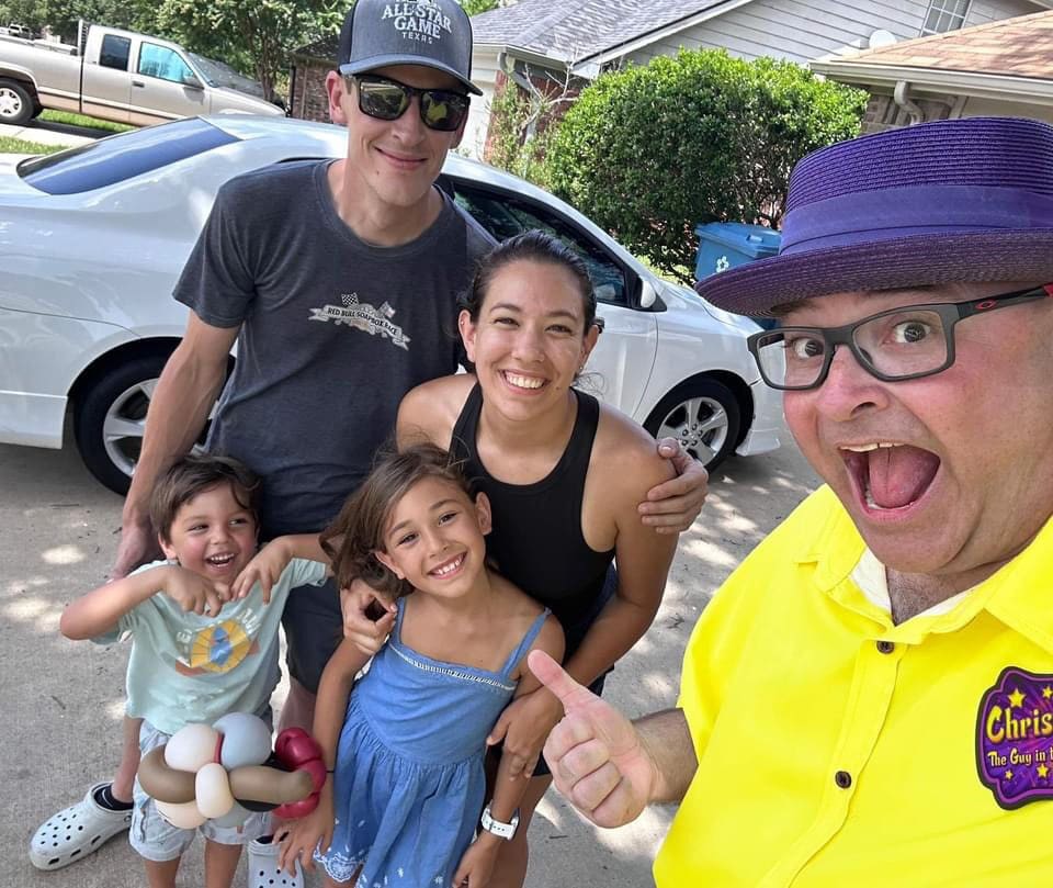 guy in the yellow suit Christopher lyle hangs out with Elena and her family