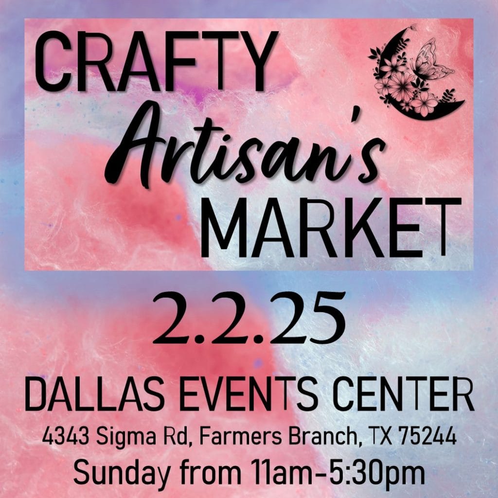 event flyer for crafty artisans market, details at link