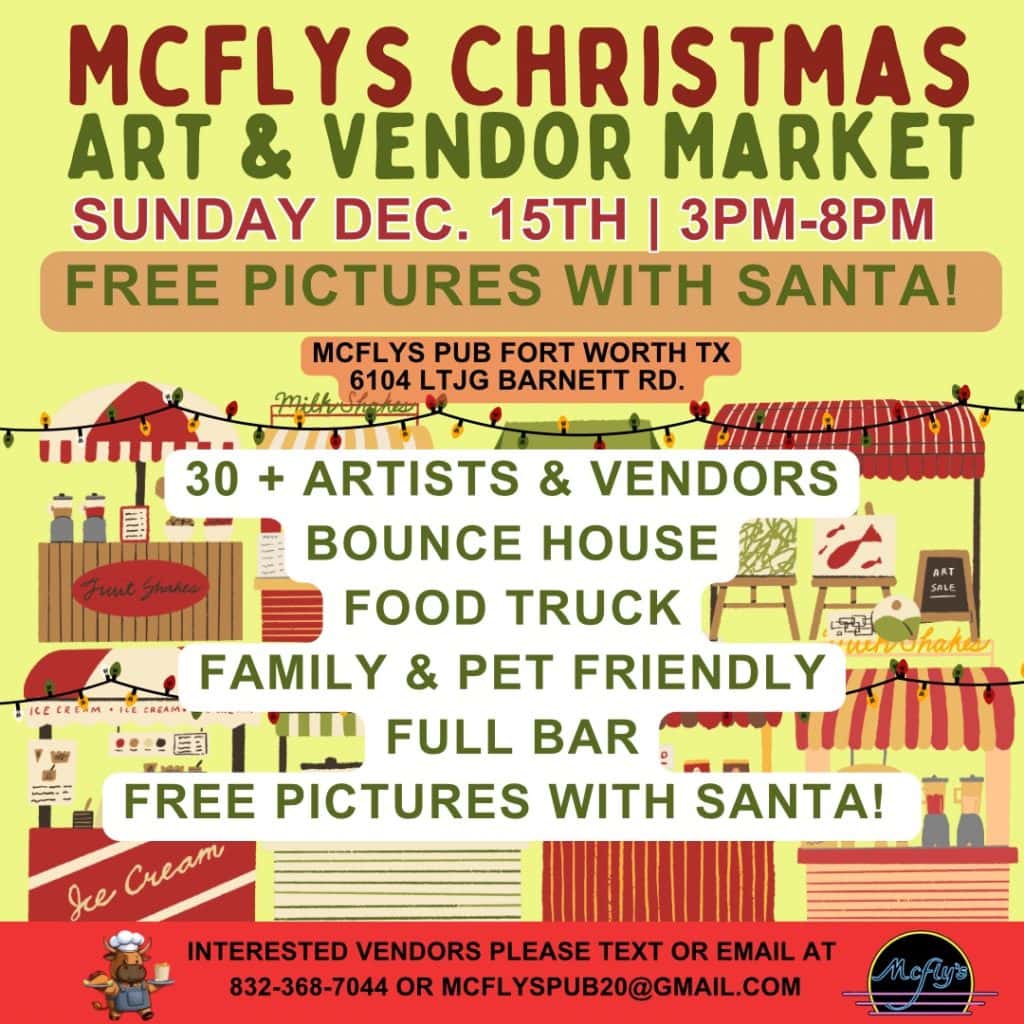event flyer for mcflys christmas market, details at link