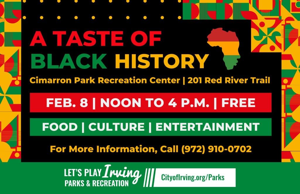 event flyer for a taste of black history, details at link