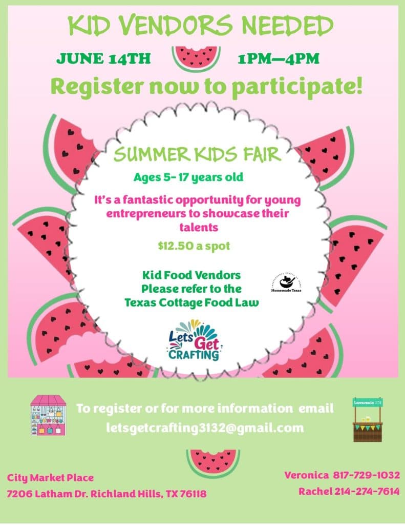 event flyer for kids craft fair, details at link