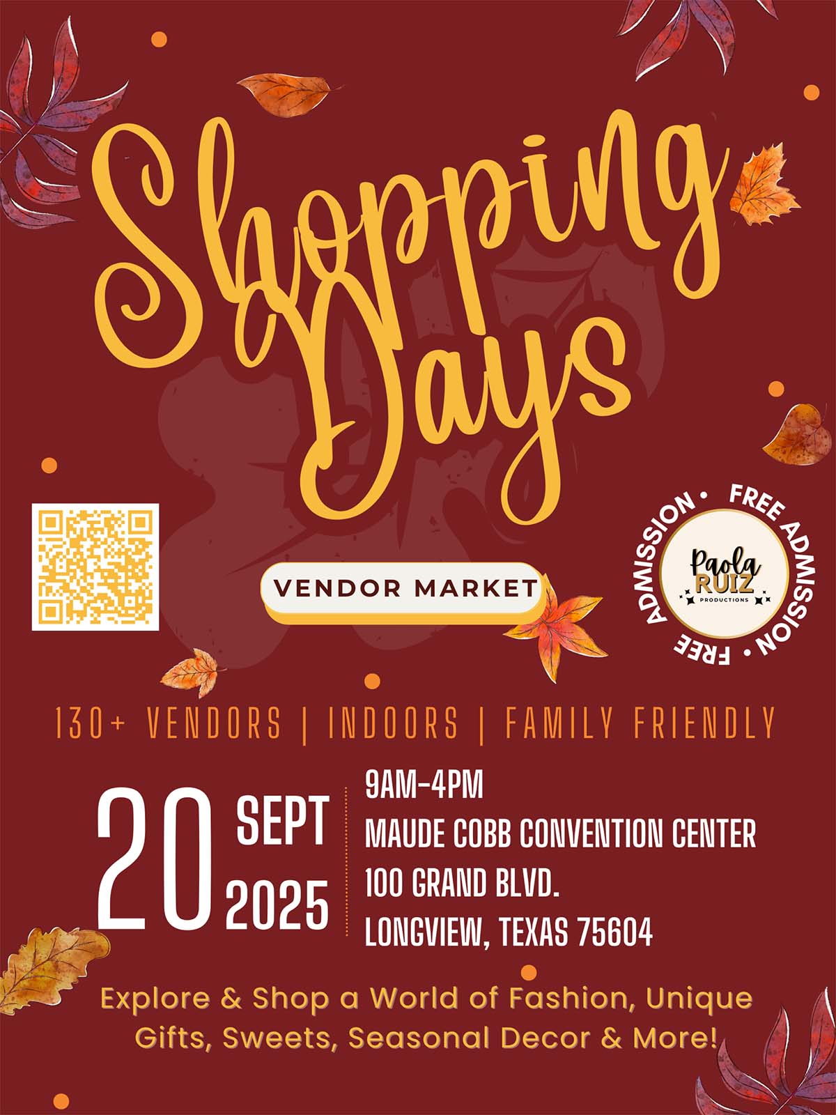 Shopping Days Vendor Market – Fall Edition in Longview