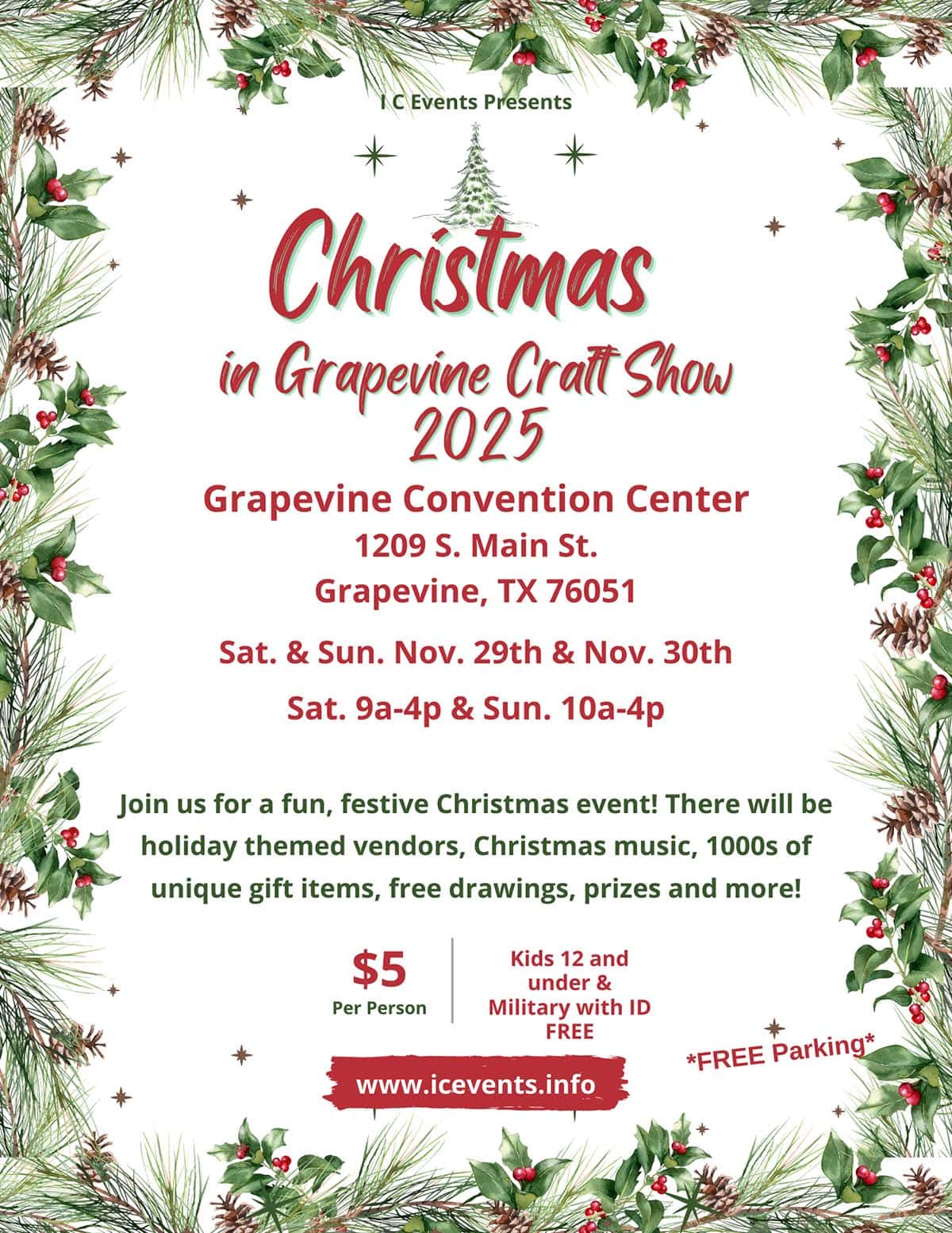 event flyer for Christmas in Grapevine, details at link