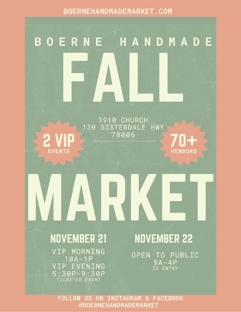 event flyer for Boerne Handmade Market, details at link
