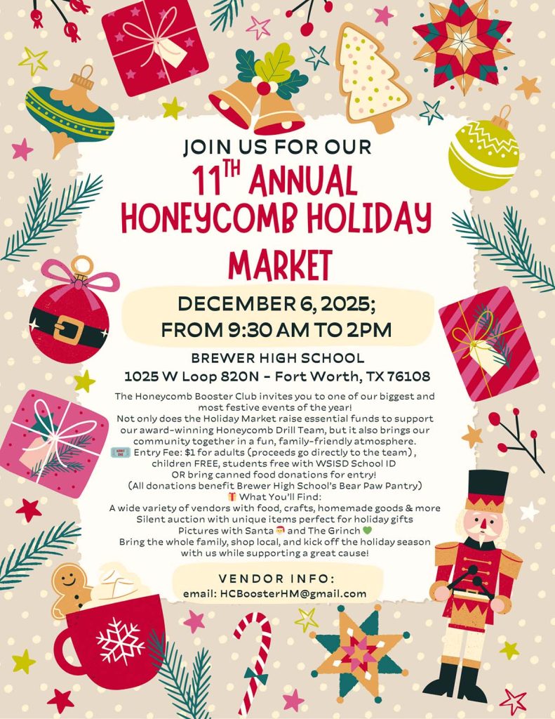 event flyer for Honeycomb Holiday Market, details at link