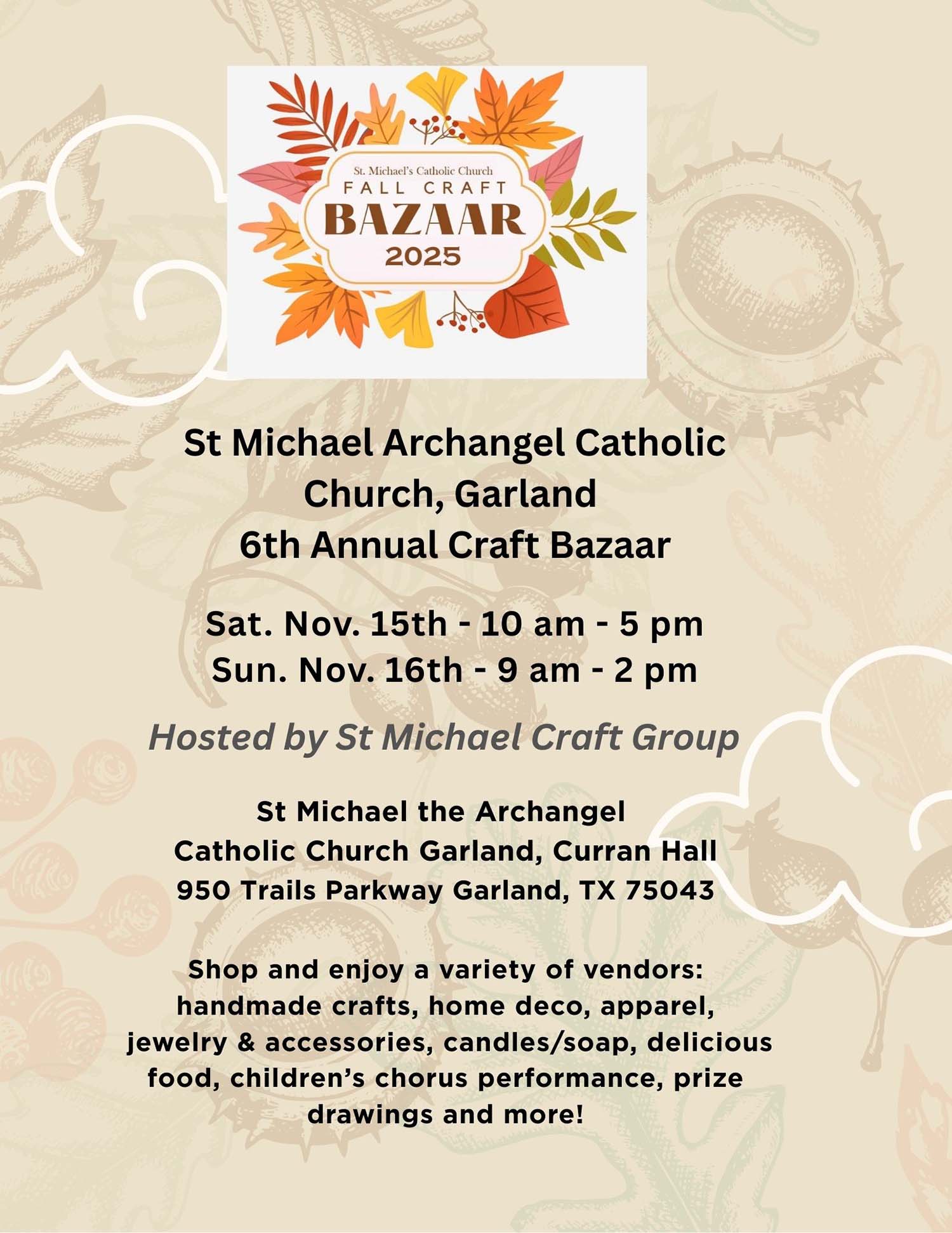 St. Michael Archangel Catholic Church Garland 6th Annual Craft Bazaar