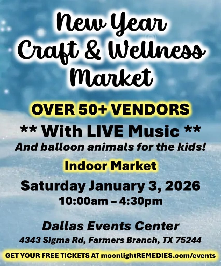 event flyer for new year wellness craft market, details at link