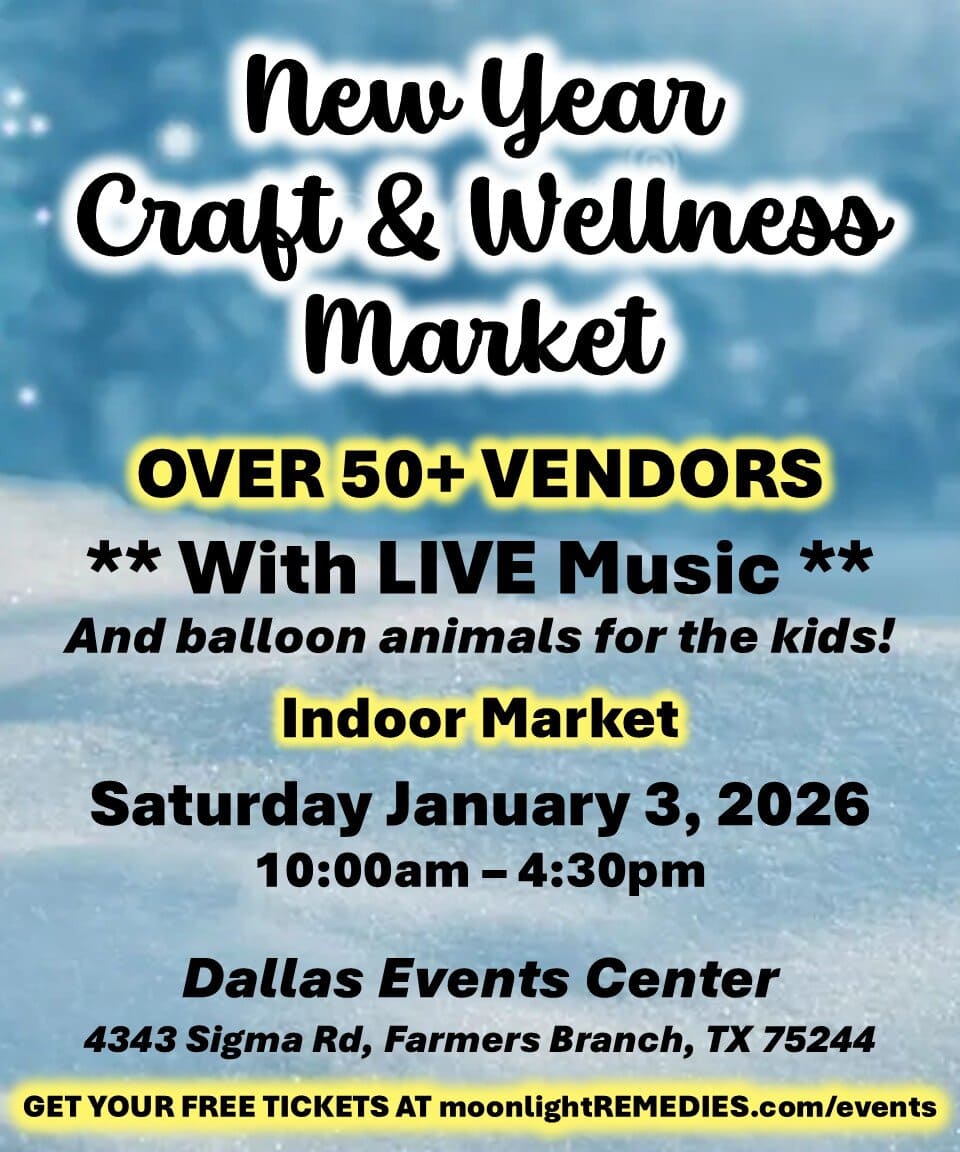 event flyer for new year wellness craft market, details at link