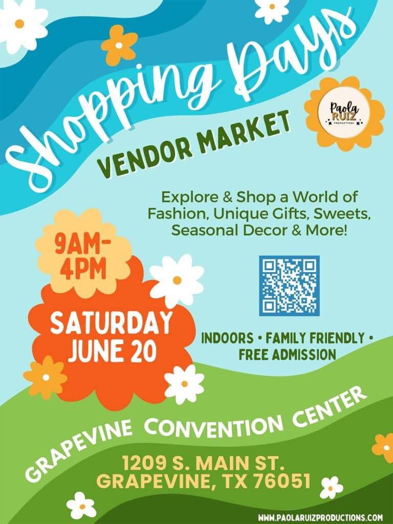event flyer for shopping days grapevine, details at link